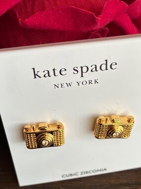 kate spade Gold Camera Stud Earrings